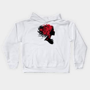 Silhouette of Woman and Roses Kids Hoodie